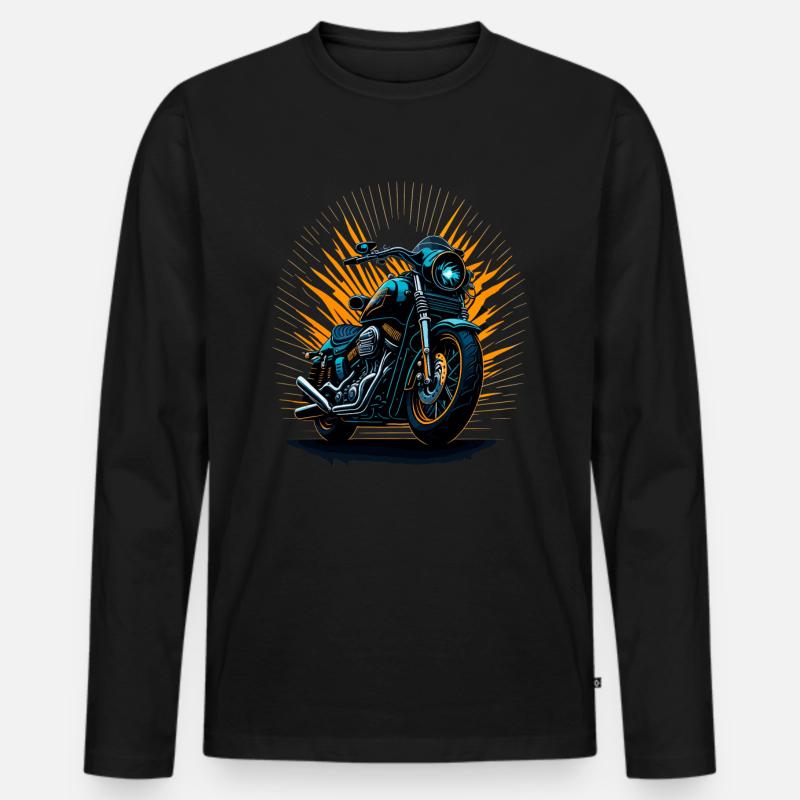 Klassisches Motorrad - Männer Premium Bio Langarmshirt - Schwarz