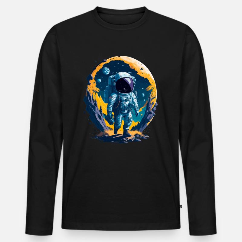 Astronaut - Männer Premium Bio Langarmshirt - Schwarz