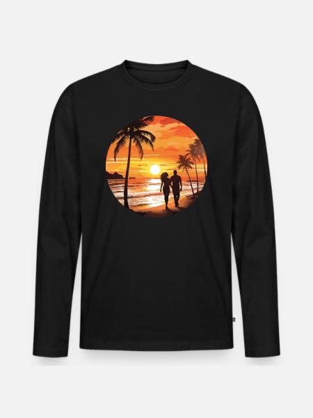 Beach Romantic Couple - Men's Premium Organic Long Sleeve Shirt - black