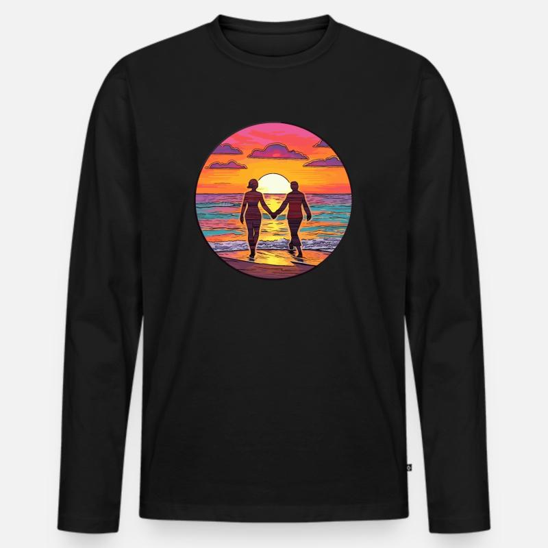 Ozean Der Liebe - Männer Premium Bio Langarmshirt - Schwarz