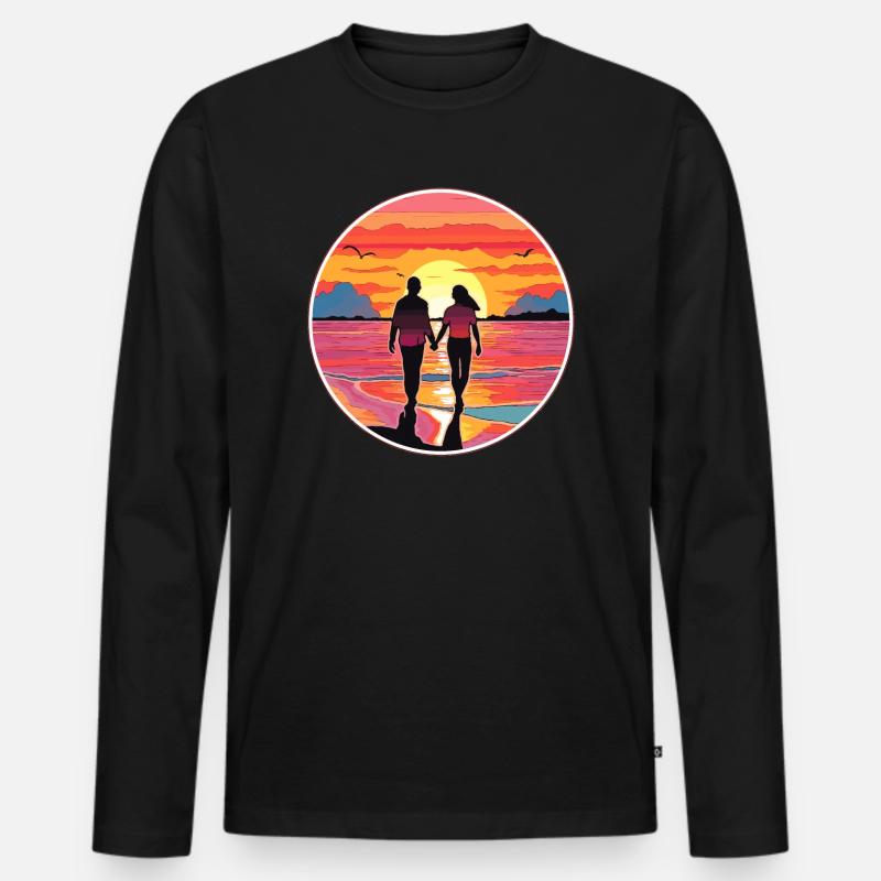 Ozean Der Liebe - Männer Premium Bio Langarmshirt - Schwarz