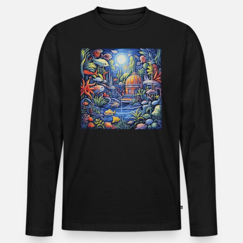 Aquarium - Männer Premium Bio Langarmshirt - Schwarz