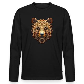 Grizzly Bear Face - Wilderness Emblem - Men's Premium Organic Long Sleeve Shirt - black - Front - Nico (187cm)