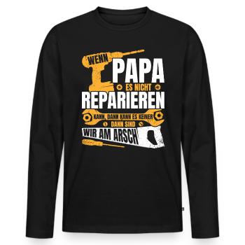 Wenn Papa es nicht reparieren kann Papa Geschenk - Männer Premium Bio Langarmshirt - Schwarz - Vorne - Nico (187cm)