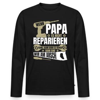 Wenn Papa es nicht reparieren kann Papa Geschenk - Männer Premium Bio Langarmshirt - Schwarz - Vorne - Nico (187cm)