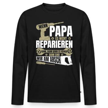 Wenn Papa es nicht reparieren kann Papa Geschenk - Männer Premium Bio Langarmshirt - Schwarz - Vorne - Nico (187cm)