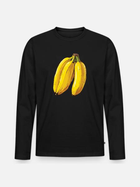 Bananengelbe Köstlichkeiten - Männer Premium Bio Langarmshirt - Schwarz