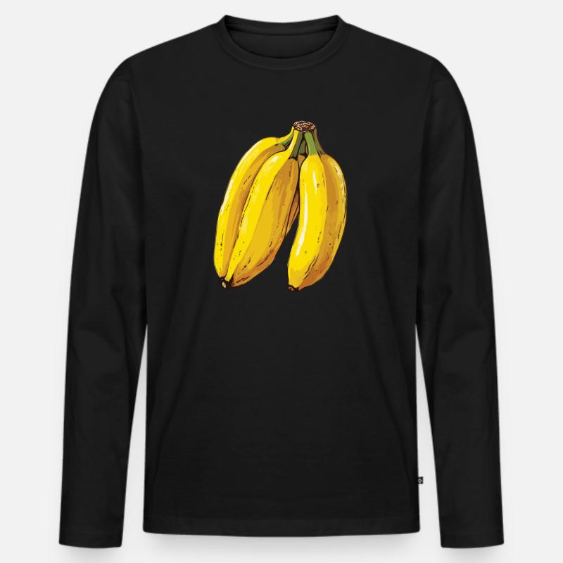 Bananengelbe Köstlichkeiten - Männer Premium Bio Langarmshirt - Schwarz