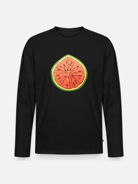 Melon slice - living - Men's Premium Organic Long Sleeve Shirt - black