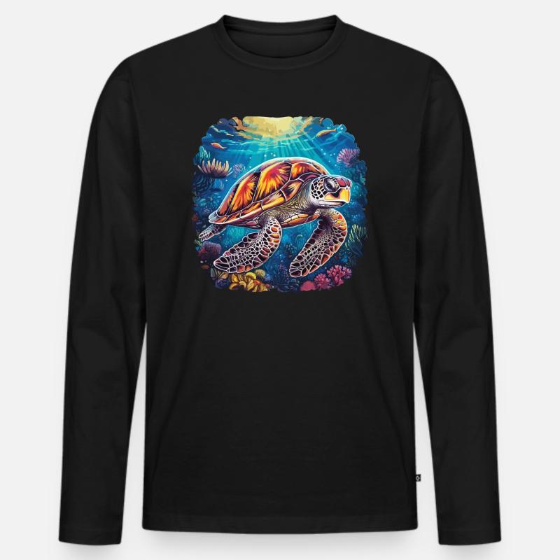 Harmonische Unterwassersonate - Männer Premium Bio Langarmshirt - Schwarz