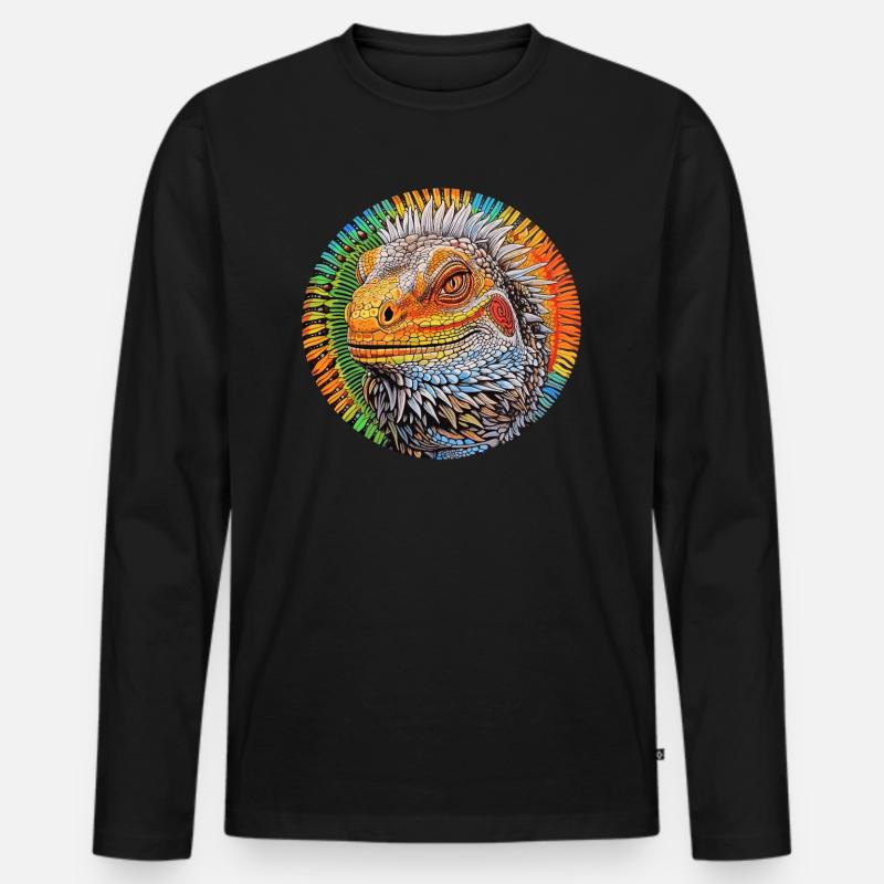 Iguanische Träume - Männer Premium Bio Langarmshirt - Schwarz