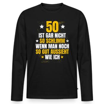 50 Geburtstag Runder Geburtstag Geburtstaggeschenk - Männer Premium Bio Langarmshirt - Schwarz - Vorne - Nico (187cm)