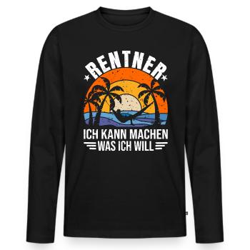Rentner Shirt, Rentner Geschenke, Rente Spruch - Männer Premium Bio Langarmshirt - Schwarz - Vorne - Nico (187cm)