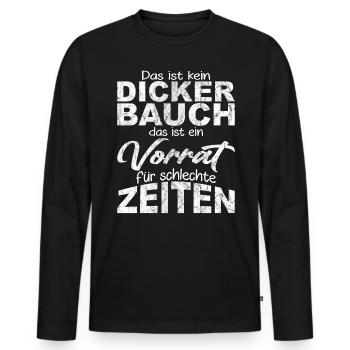 Das ist kein dicker Bauch Spruch Lustig Herren - Männer Premium Bio Langarmshirt - Schwarz - Vorne - Nico (187cm)