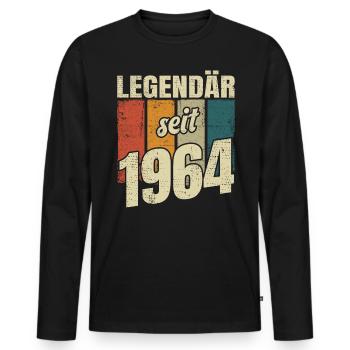 60. Geburtstag Mann Frau 60 Jahre 1964 Deko Lustig - Männer Premium Bio Langarmshirt - Schwarz - Vorne - Nico (187cm)