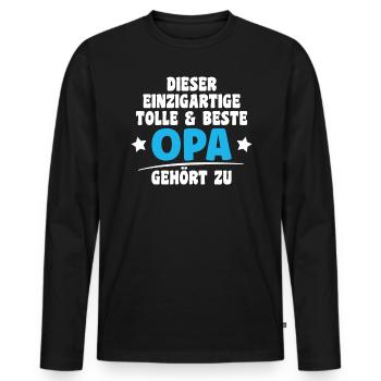 Dieser tolle Opa gehört zu Wunschname - Männer Premium Bio Langarmshirt - Schwarz - Vorne - Nico (187cm)