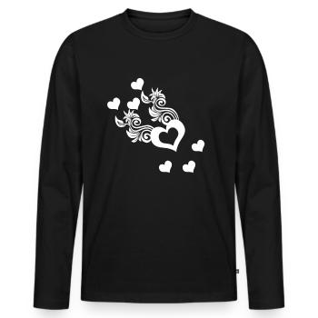 Heart heart hearts - Men's Premium Organic Long Sleeve Shirt - black - Front - Nico (187cm)