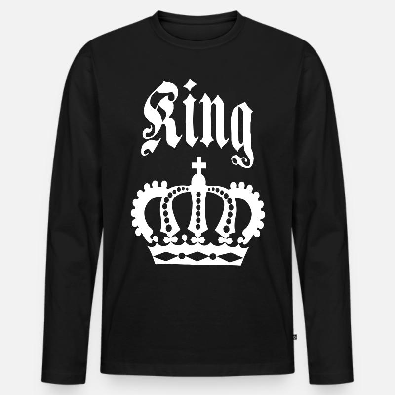 KING & QUEEN Krone Partnerlook - Männer Premium Bio Langarmshirt - Schwarz