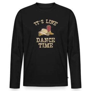 Linedance Country Saying Linedance Dance Gift - Men's Premium Organic Long Sleeve Shirt - black - Front - Nico (187cm)