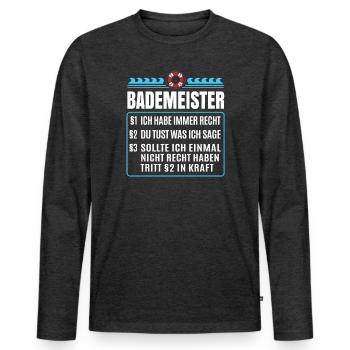 Bademeister Regeln Spruch Lustig Rettungsschwimmer - Männer Premium Bio Langarmshirt - Anthrazit meliert - Vorne - Nico (187cm)