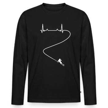 Skieurs Sports Heartbeat - T-shirt manches longues Premium bio Homme - noir - Devant - Nico (187cm)