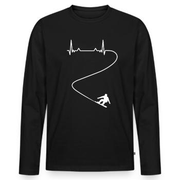 Heartbeat Pulse ECG Snowboard SnowboardEr - T-shirt manches longues Premium bio Homme - noir - Devant - Nico (187cm)