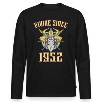 Dieu Viking, Divin Depuis 1952 Anniversaire 71 Ans - T-shirt manches longues Premium bio Homme - noir - Devant - Nico (187cm)