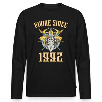Dieu Viking, Divin Depuis 1992 Anniversaire 31 Ans - T-shirt manches longues Premium bio Homme - noir - Devant - Nico (187cm)