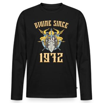 Dieu Viking, Divin Depuis 1972 Anniversaire 51 Ans - T-shirt manches longues Premium bio Homme - noir - Devant - Nico (187cm)