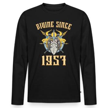 Dieu Viking, Divin Depuis 1957 Anniversaire 66 Ans - T-shirt manches longues Premium bio Homme - noir - Devant - Nico (187cm)