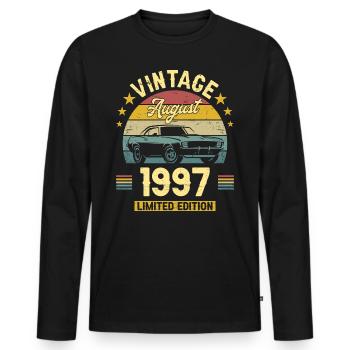 Vintage Août 1997 25 Ans Anniversaire - T-shirt manches longues Premium bio Homme - noir - Devant - Nico (187cm)