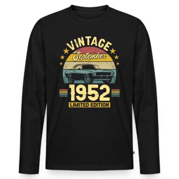 Vintage September 1952 70 years Anniversary - Men's Premium Organic Long Sleeve Shirt - black - Front - Nico (187cm)