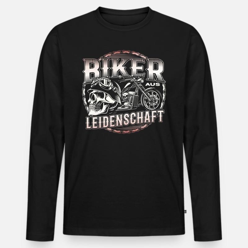 Motorradfahrer Aus Leidenschaft - Männer Premium Bio Langarmshirt - Schwarz