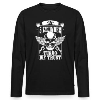 5 cylindres cinq cylindres 2.5TFSI Turbo - T-shirt manches longues Premium bio Homme - noir - Devant - Nico (187cm)