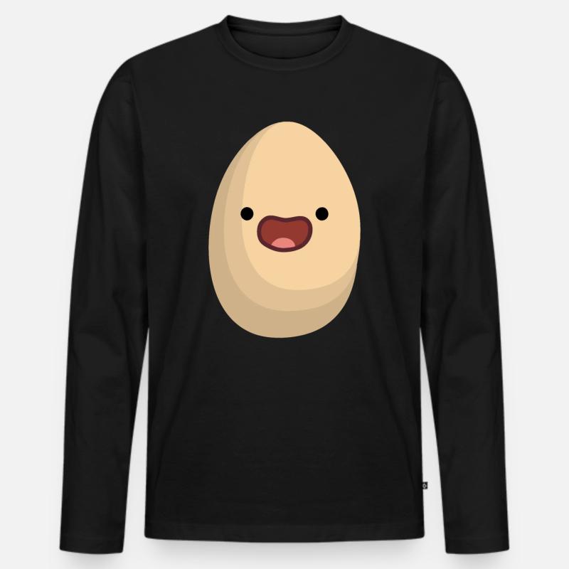 glückliches Ei - Männer Premium Bio Langarmshirt - Schwarz