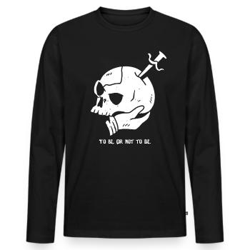 Crâne avec poignard et citation d’Hamlet - T-shirt manches longues Premium bio Homme - noir - Devant - Nico (187cm)