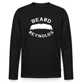 Barbe Reynolds au lieu de la moustache de Burt Reynolds - T-shirt manches longues Premium bio Homme - noir - Devant - Nico (187cm)