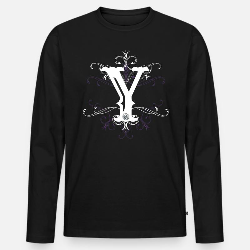 Buchstabe Y Ypsilon Buchstabe-Y - Männer Premium Bio Langarmshirt - Schwarz