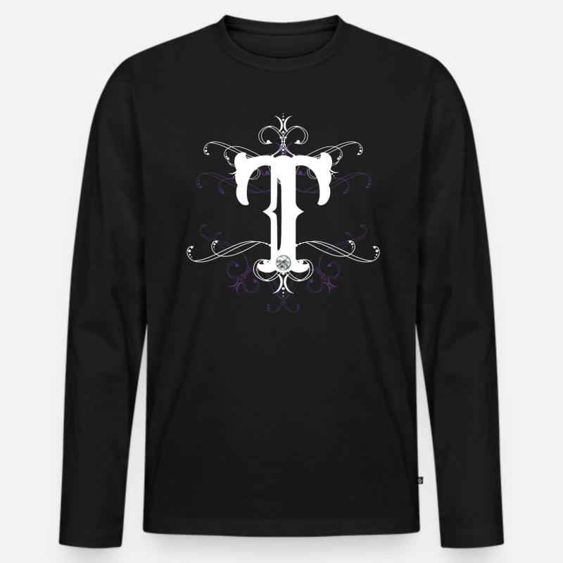 Buchstabe T Buchstabe-T - Männer Premium Bio Langarmshirt - Schwarz