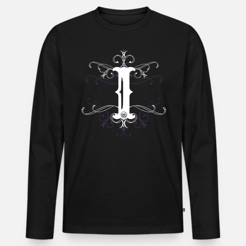 Buchstabe I Buchstabe-i - Männer Premium Bio Langarmshirt - Schwarz