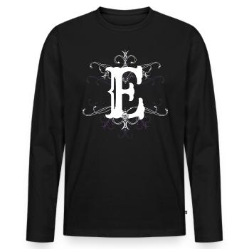 Letter E (E) - Men's Premium Organic Long Sleeve Shirt - black - Front - Nico (187cm)