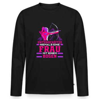 Bogenschießen Geschenk Bogenschützin Frau Pfeil - Männer Premium Bio Langarmshirt - Schwarz - Vorne - Nico (187cm)