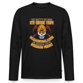 Bergbau Lustiges Geschenk für Bergmann Kohle - Männer Premium Bio Langarmshirt - Schwarz - Vorne - Nico (187cm)