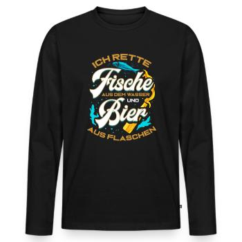 Fische und Bier Angler Geschenk zum Fischen Angeln - Männer Premium Bio Langarmshirt - Schwarz - Vorne - Nico (187cm)