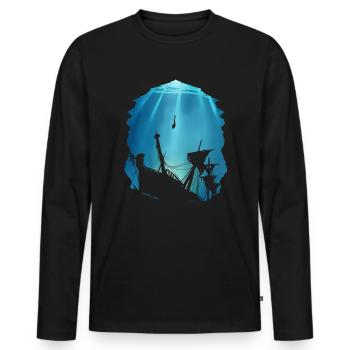 Wreck Diver Gift for Shipwreck - Men's Premium Organic Long Sleeve Shirt - black - Front - Nico (187cm)
