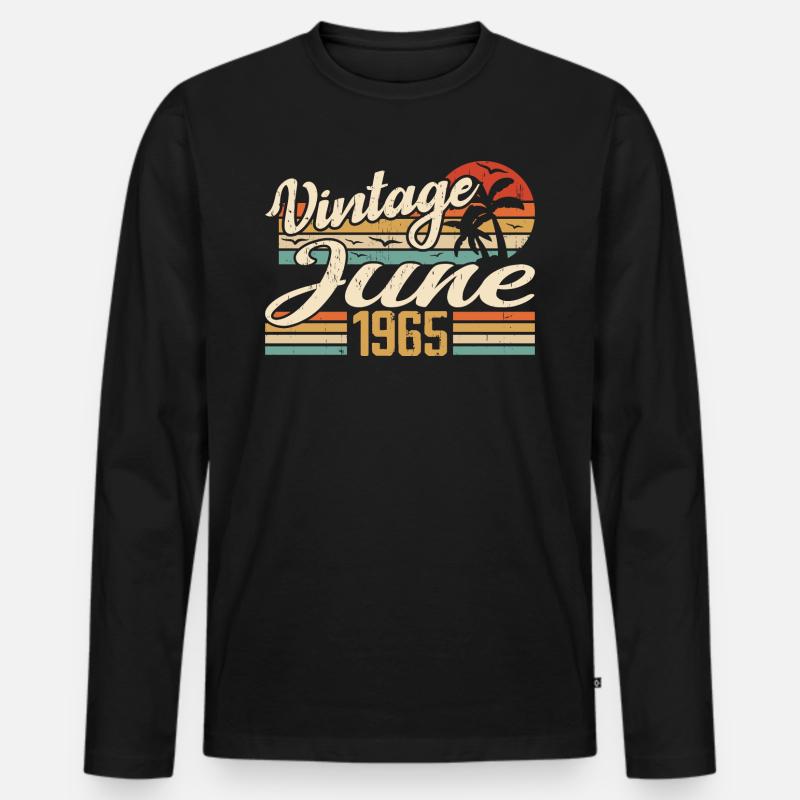Juni 1965 Jubiläum 1965 Retro 1965 Juni 1965 - Männer Premium Bio Langarmshirt - Schwarz