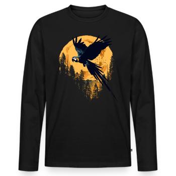 Perroquet Oiseau Ara Nature sauvage - T-shirt manches longues Premium bio Homme - noir - Devant - Nico (187cm)
