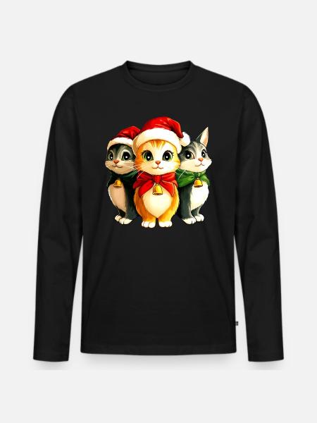 Christmas Kitten - Men's Premium Organic Long Sleeve Shirt - black