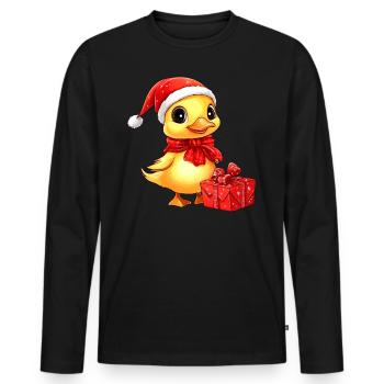 Entchen Christmas - Männer Premium Bio Langarmshirt - Schwarz - Vorne - Nico (187cm)