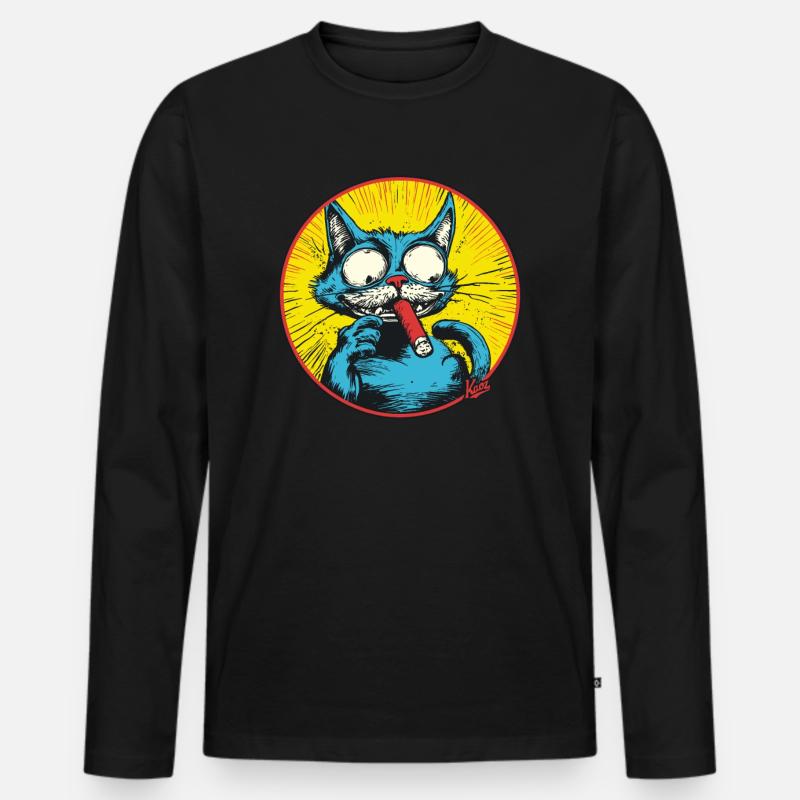 Coole Blaue Antihelden-Katze - Männer Premium Bio Langarmshirt - Schwarz